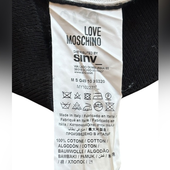 Love Moschino Tomato Graphic Knit Sweater Black White Red Made in Italy S Campy - Picture 8 of 13